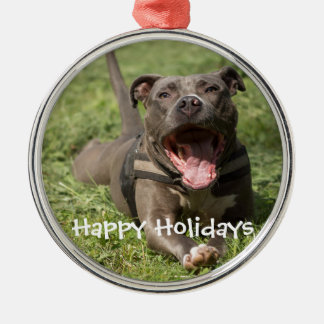 Editable Brown Pitbull In Grass Metal Tree Decoration