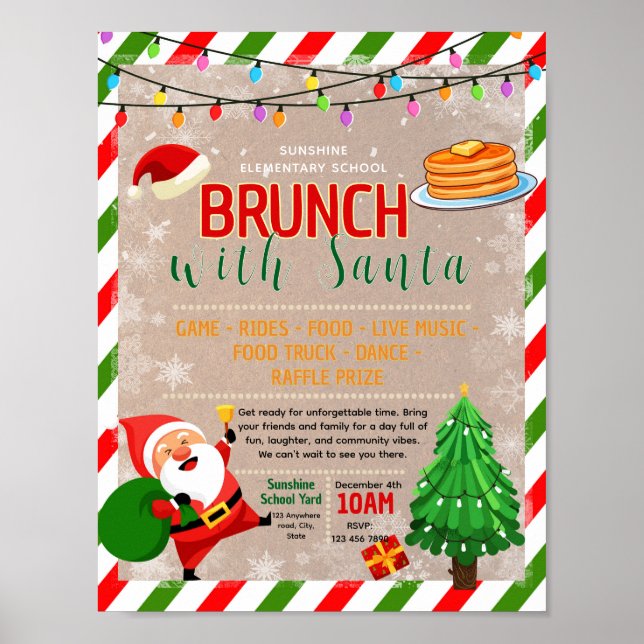 Editable brunch with santa fundraiser flyer poster (Front)