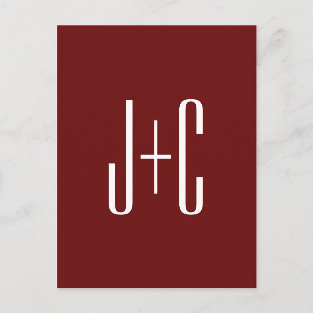Editable Burgundy Red Background & White Text  Postcard (Front)