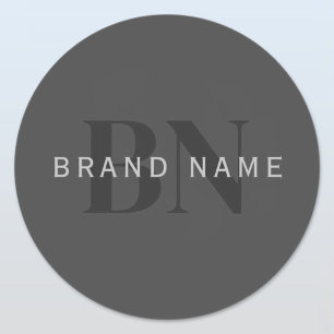 Editable Business Name (or any other text) Grey Classic Round Sticker