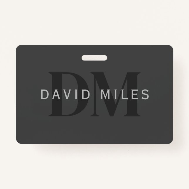 Editable Business Name (or any other text) Grey ID Badge (Front)
