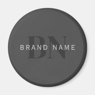 Editable Business Name (or any other text) Grey Magnet