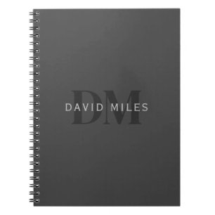 Editable Business Name (or any other text) Grey Notebook