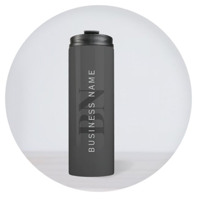 Editable Business Name (or any other text) Grey Thermal Tumbler (Creator Uploaded)