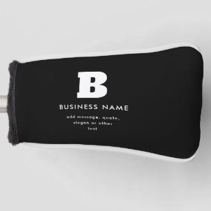 Editable Business Name & Slogan   Black & White Golf Head Cover