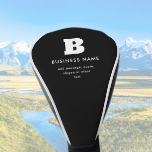 Editable Business Name & Slogan   Black & White Golf Head Cover