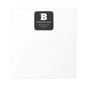 Editable Business Name & Slogan Black & White Notepad