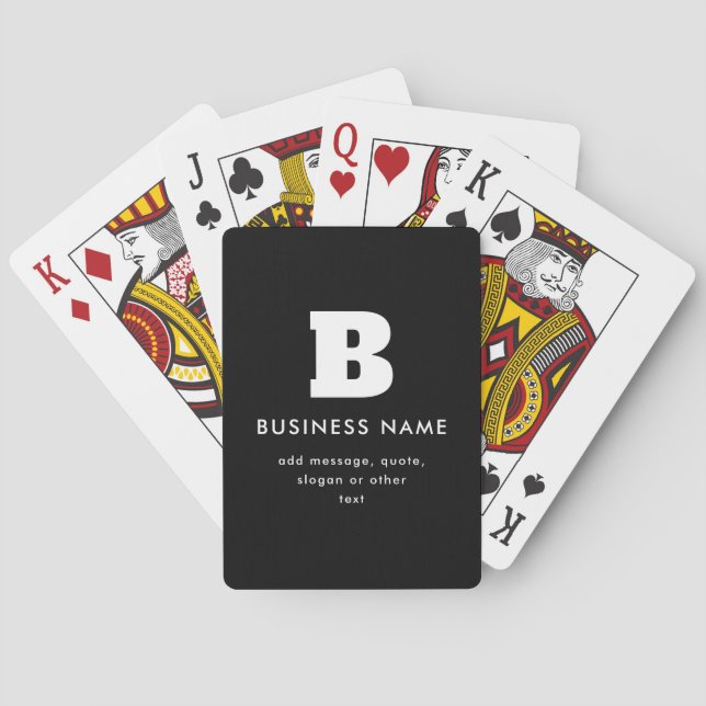 Editable Business Name & Slogan | Black & White Playing Cards (Back)