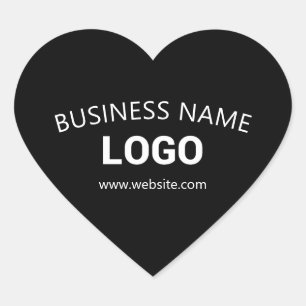 Editable Business Name, Website & Uploaded Logo Heart Sticker