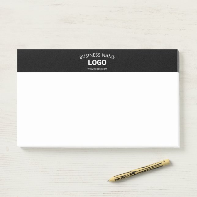 Editable Business Name, Website & Uploaded Logo Post-it Notes (On Desk)