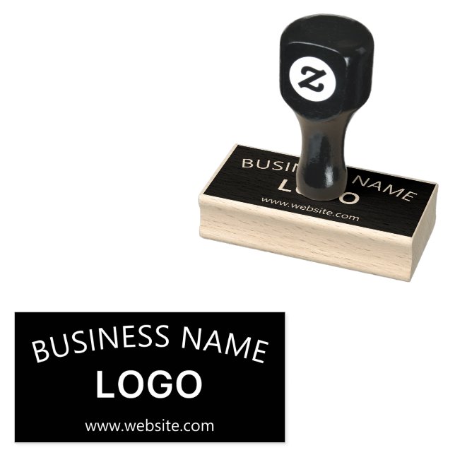 Editable Business Name, Website & Uploaded Logo Rubber Stamp (Stamped)