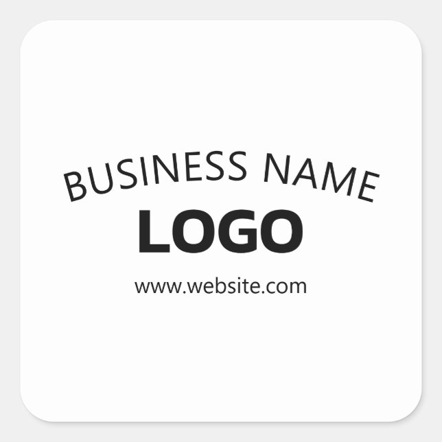 Editable Business Name, Website & Uploaded Logo Square Sticker (Front)