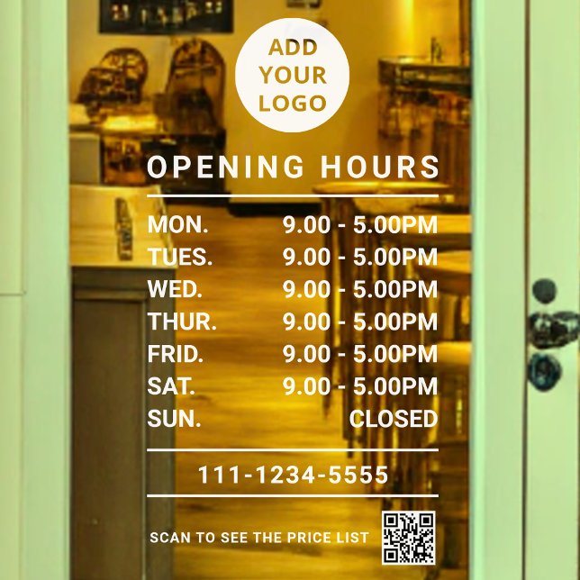 Editable Business Opening Hours logo and qr code  (Creator Uploaded)