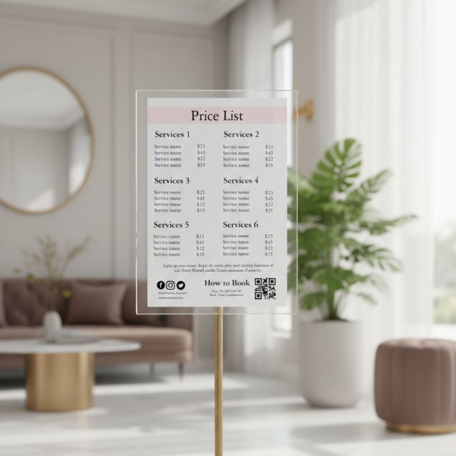 Editable Business Price List Template | Spa, Nail  Pedestal Sign (Creator Uploaded)