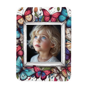 Editable Butterflies Photo Frame Magnet