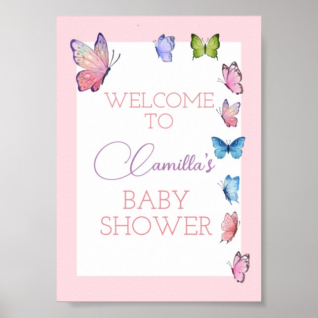 Editable Butterfly Party Welcome Sign (Front)