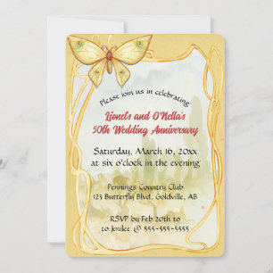 Editable Butterflyl and Gold Frame Invitation