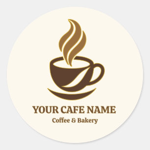 Editable Cafe Opening Sticker Logo Design