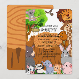 Editable Calling All Party Animals Farm Girl Birth Invitation