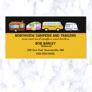 Editable Campers and Trailer Sales Business Card
