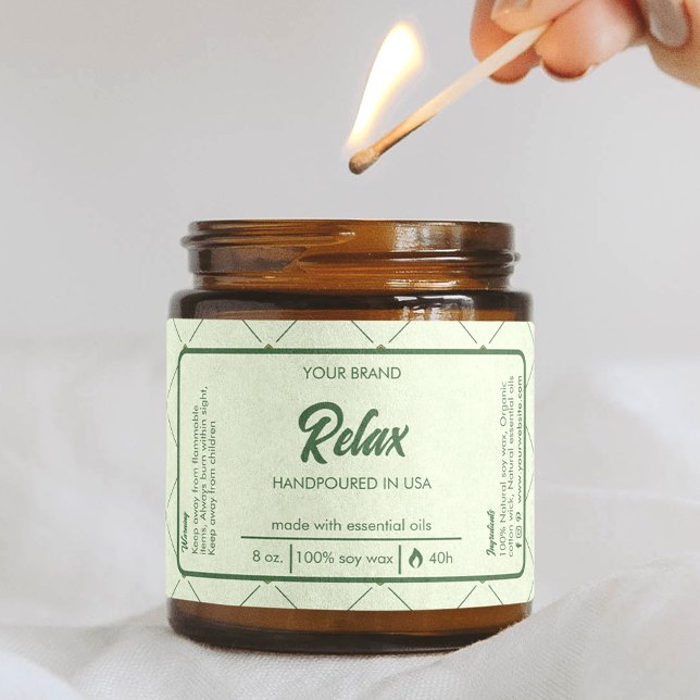 Editable Candle Warp Around Label in Retro Green (Creator Uploaded)