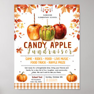 Editable candy apple fundraiser flyer poster