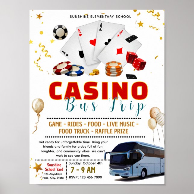 Editable casino bus trip flyer poster (Front)