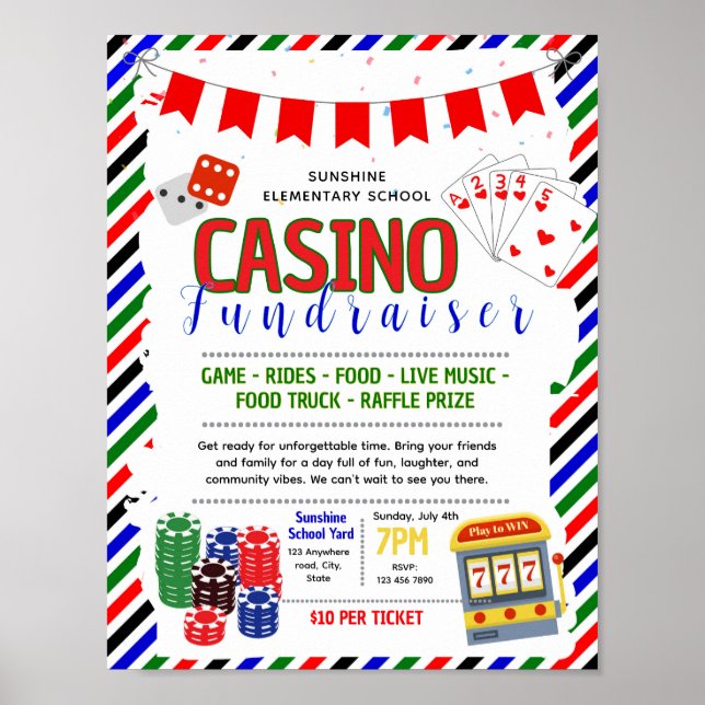 Editable casino fundraiser flyer poster (Front)
