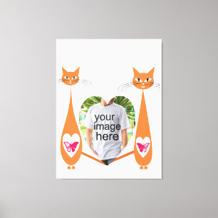 Editable Cat Love Heart – Custom Text Design Canvas Print