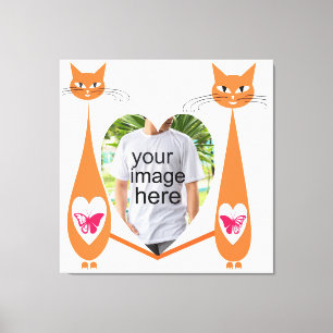 Editable Cat Love Heart – Custom Text Design Canvas Print