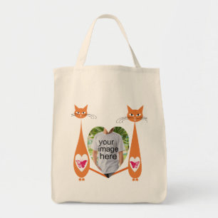 Editable Cat Love Heart  Custom Text Design Tote Bag