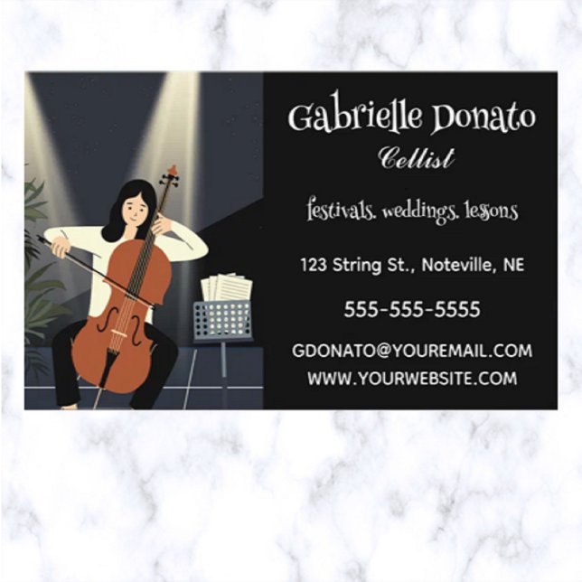 Editable Cellist Musician Business Card (Creator Uploaded)