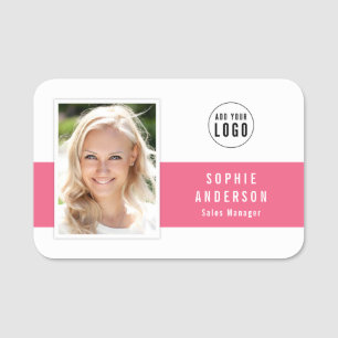Editable Center Color Add Your Logo Photo Name Tag