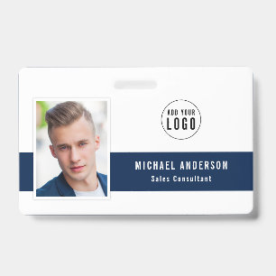 Editable Centre Colour Add Your Logo Photo Name ID Badge