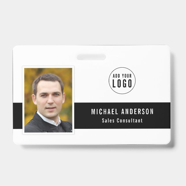 Editable Centre Colour Add Your Logo Photo Name ID Badge (Front)