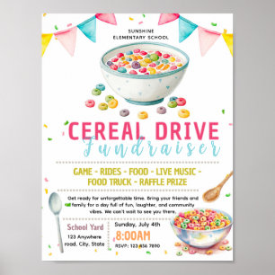 Editable cereal drive fundraiser flyer poster