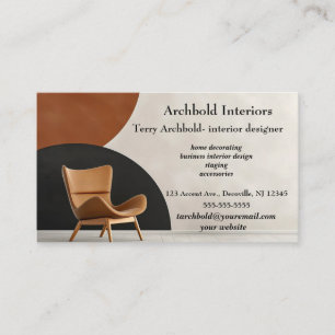 Editable Chair Interior Designer Business Card