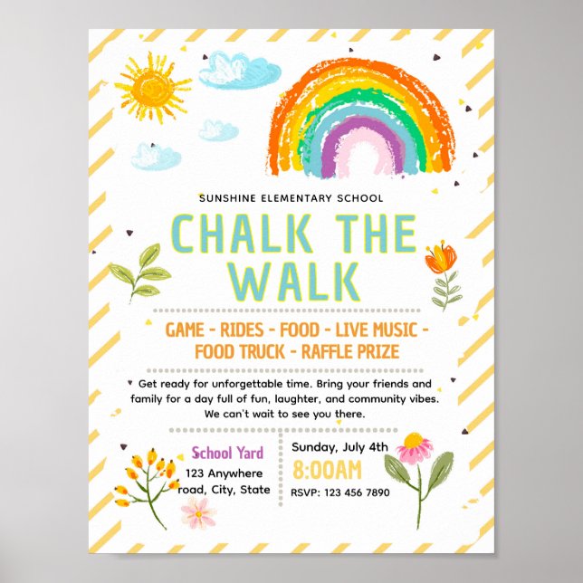 Editable chalk the walk fundraiser flyer poster (Front)