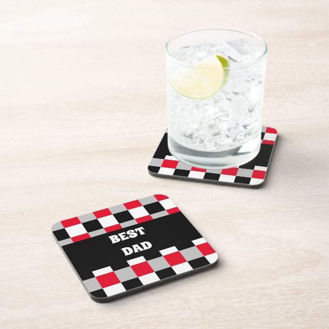 Editable chequerboard pattern coaster (Right Side)