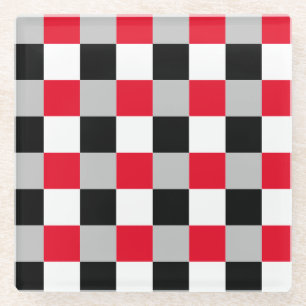 Editable chequerboard pattern glass coaster