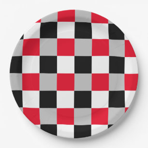 Editable chequerboard pattern paper plate