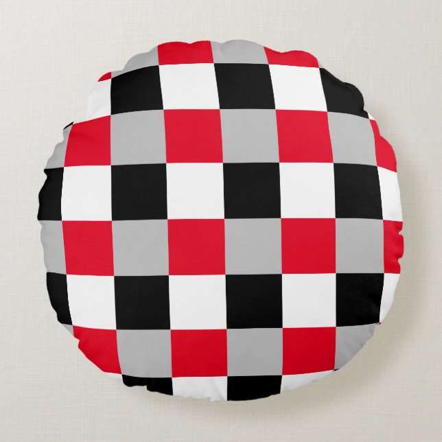 Editable chequerboard pattern round cushion (Front)