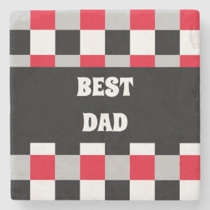 Editable chequerboard pattern stone coaster