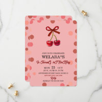 Editable Cherry 1st Birthday Birthday Invitation T