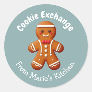 Editable Christmas Cookie Exchange Party Classic Round Sticker
