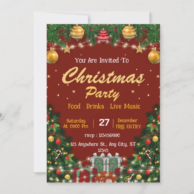 Editable Christmas event invitation card (Front)
