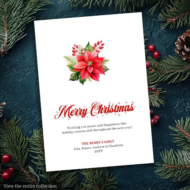 Editable Christmas Flowers Classic Greeting Card (Editable Christmas Flowers Classic Greeting Card

)