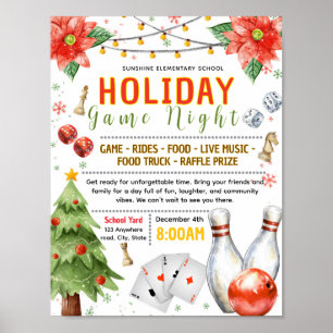 Editable christmas game night fundraiser flyer poster