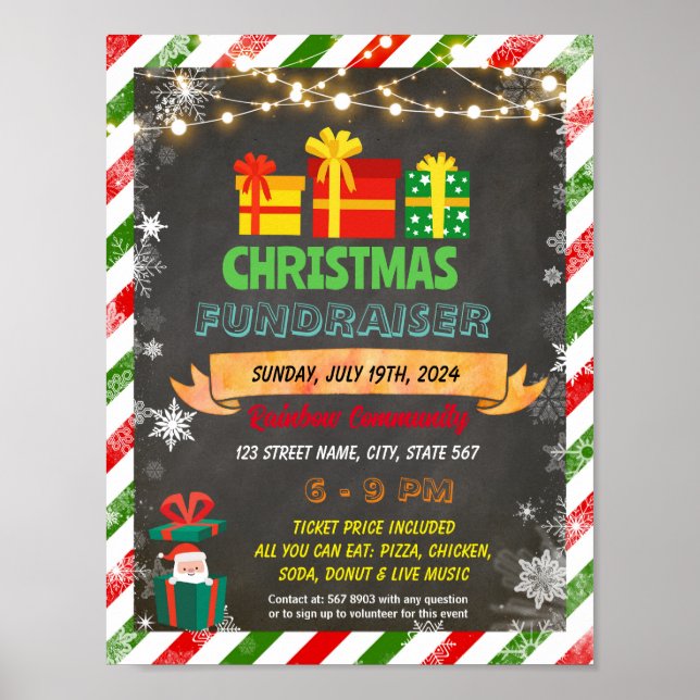 Editable Christmas Gift Wrapping Fundraiser Flyer Poster (Front)