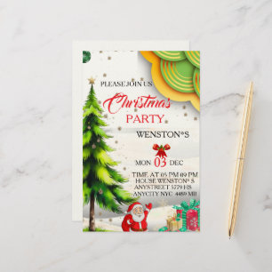 Editable Christmas Party Invitation, Printable Stationery